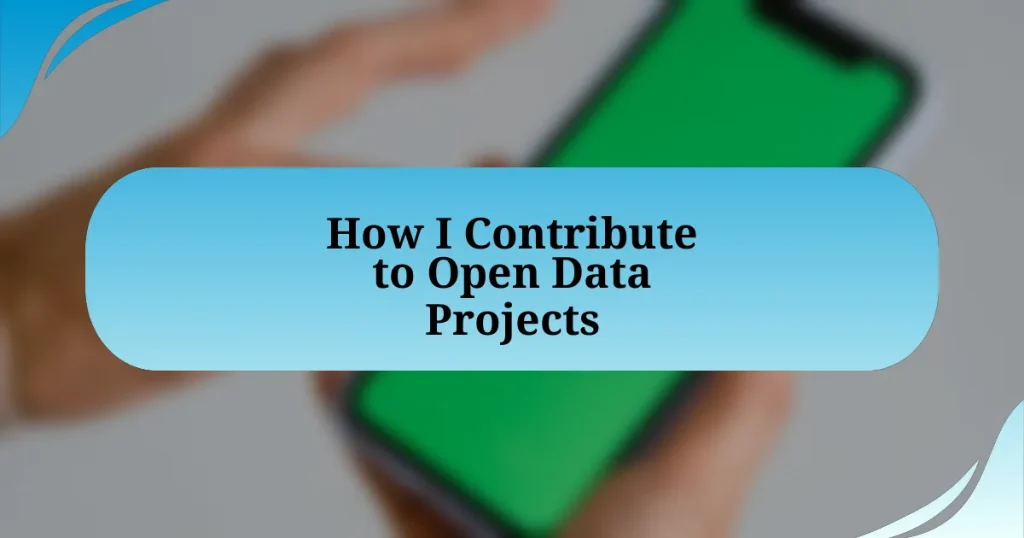 How I Contribute to Open Data Projects