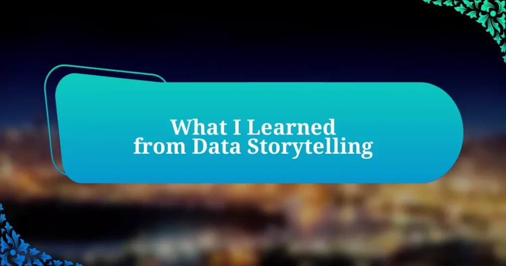 What I Learned from Data Storytelling