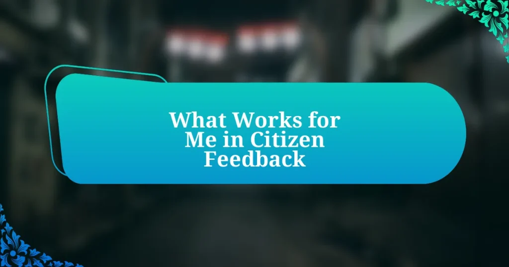 What Works for Me in Citizen Feedback