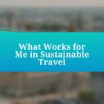 What Works for Me in Sustainable Travel