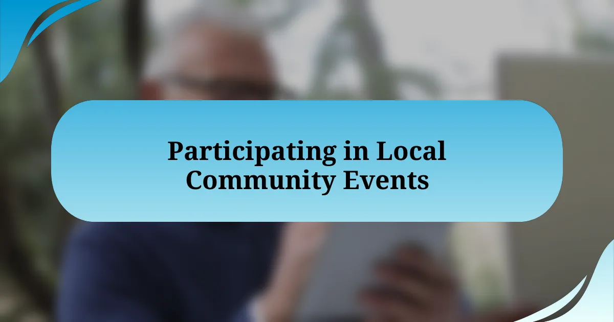 Participating in Local Community Events