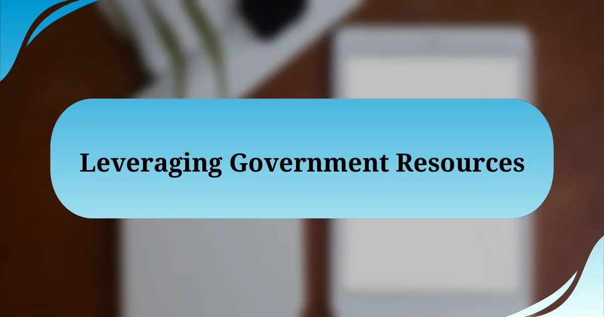 Leveraging Government Resources