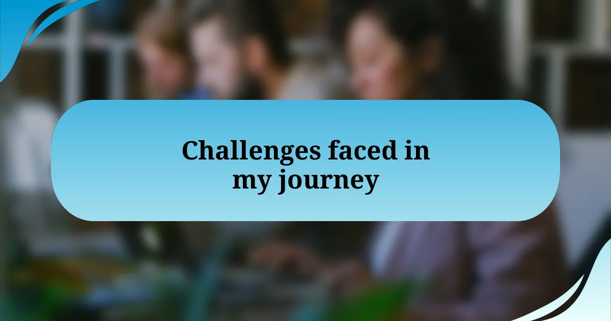 Challenges faced in my journey