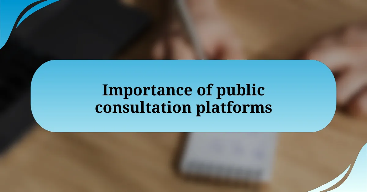 Importance of public consultation platforms