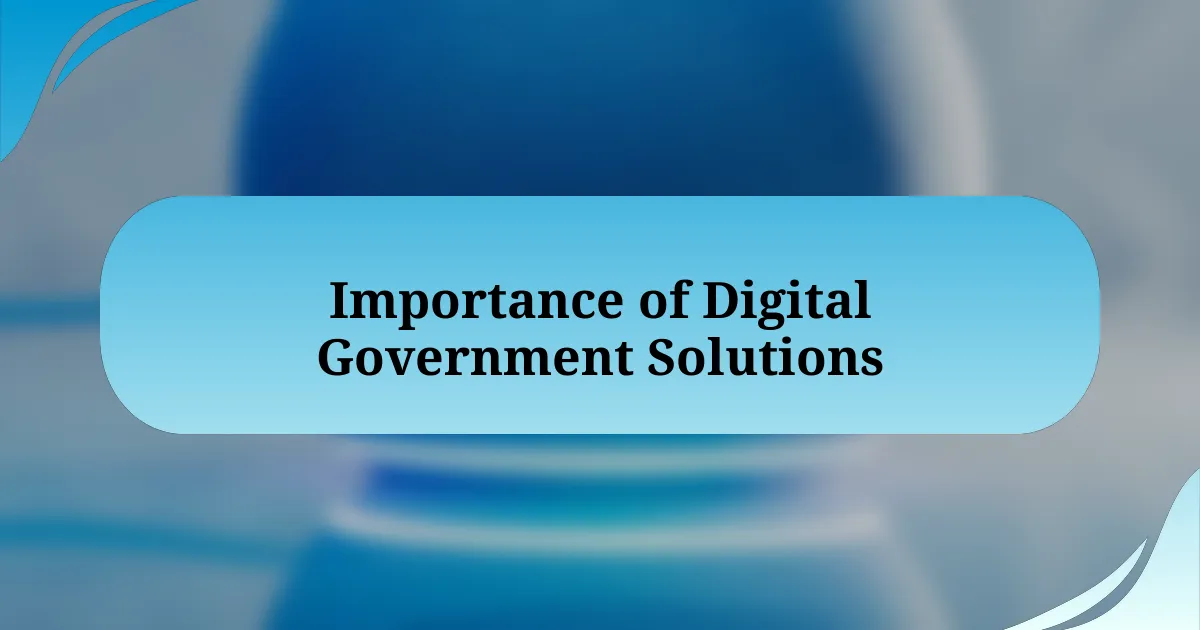 Importance of Digital Government Solutions