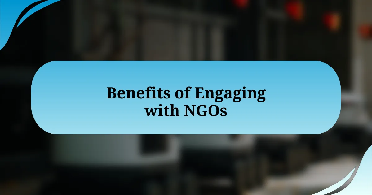 Benefits of Engaging with NGOs