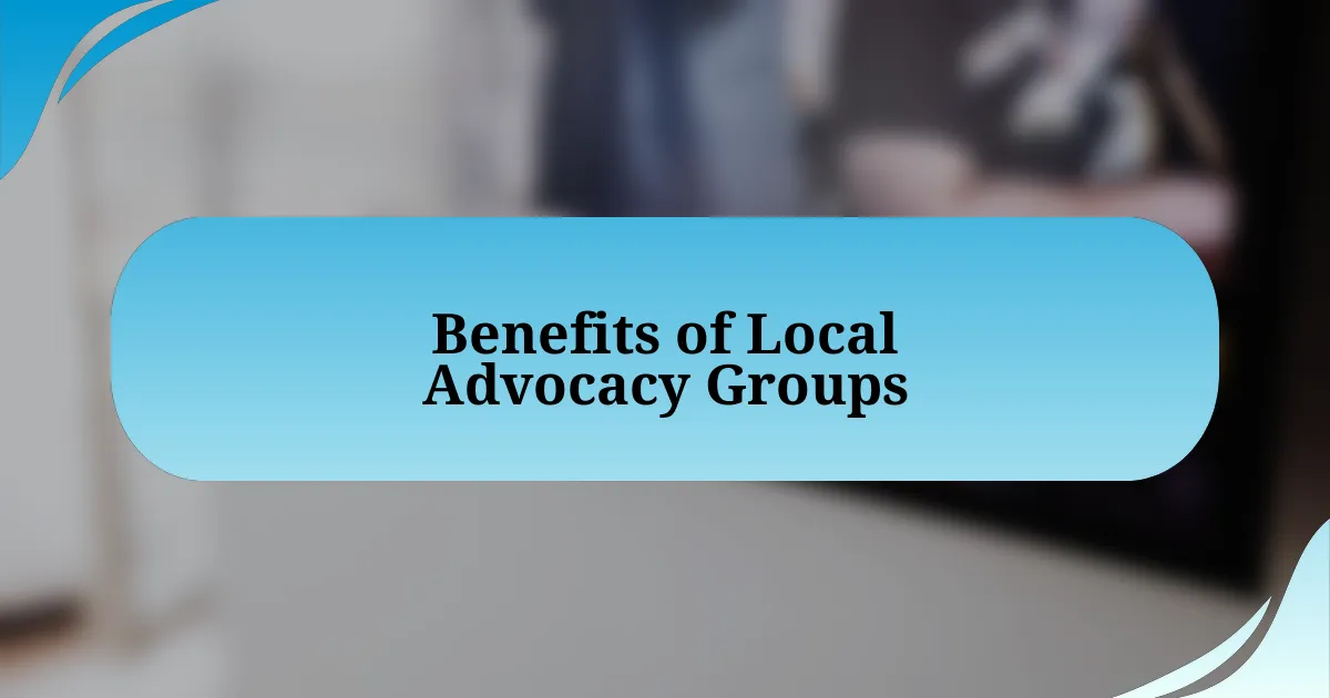 Benefits of Local Advocacy Groups