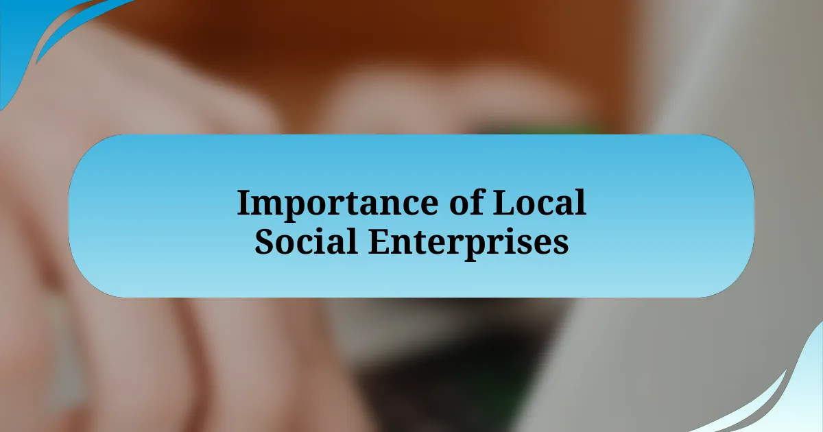 Importance of Local Social Enterprises